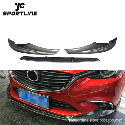 3PCS Carbon Fiber M6 Front Lip Splitters for Mazda 6 Atenza 2017-2019